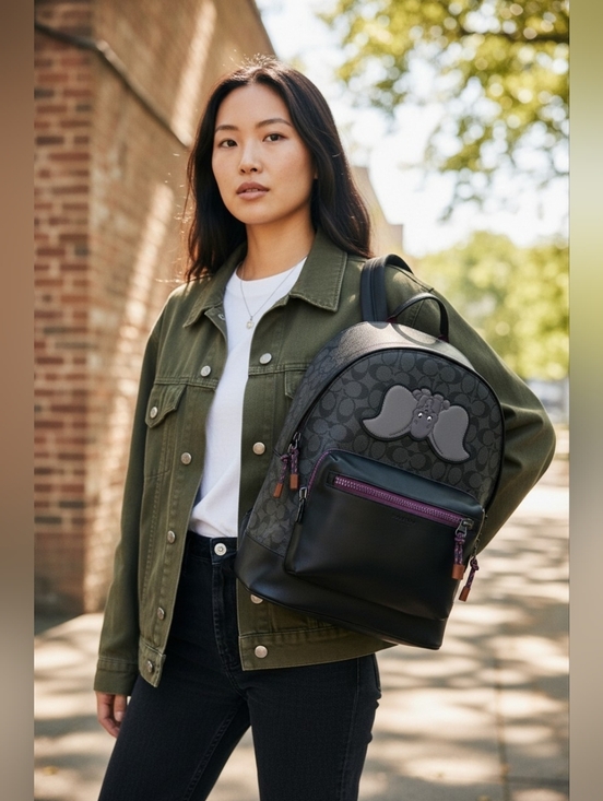 New COACH in Collaboration with Disney West Backpack in Canvas with Dumbo Print